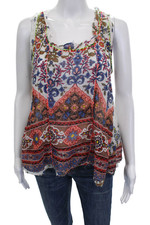 Raga Womens Multicolor Floral Cotton Scoop Neck Sleeveless Tunic Size S
