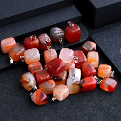 50pcs Natural Red Agate Stone Irregular Pendants Beads   Jewelry Making #ff