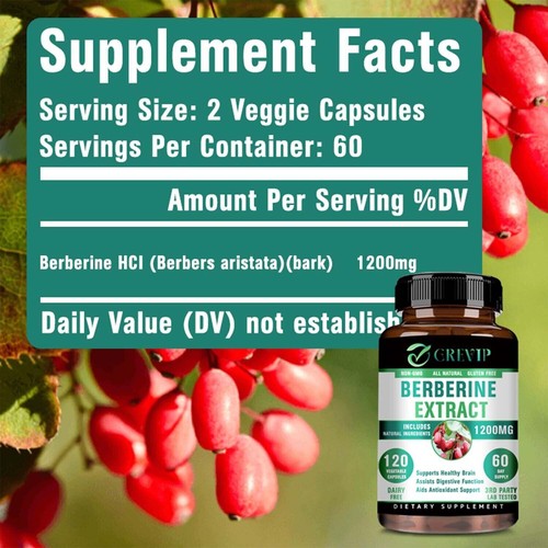 120 pièces d'extrait de berbérine 1200 mg - cholestérol inférieur, - Foto 2 di 12