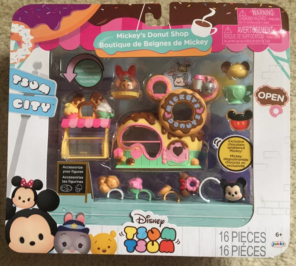 Disney Tsum Tsum Mickey s Donut Shop TSUM City 16 Pieces Jakks NEW