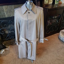 VINTAGE MEN'S LONDON FOG TAN TRENCH COAT LINED 40 Reg MADE IN USA Mint