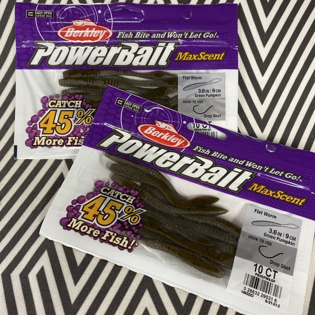 Berkley PowerBait MaxScent Flat Worms Green Pumpkin Dropshot