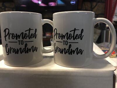 Pregnancy Announcement (2) Promoted to Grandma Coffee Cups New | eBay