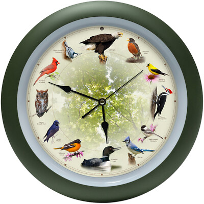 Limited Edition 20th Anniversary Singing Bird Wall Sound Clock, 13'', Green