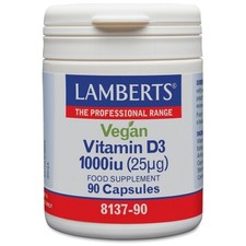 Lamberts Vegan Vitamin D3 1000iu (25ug) Capsu...