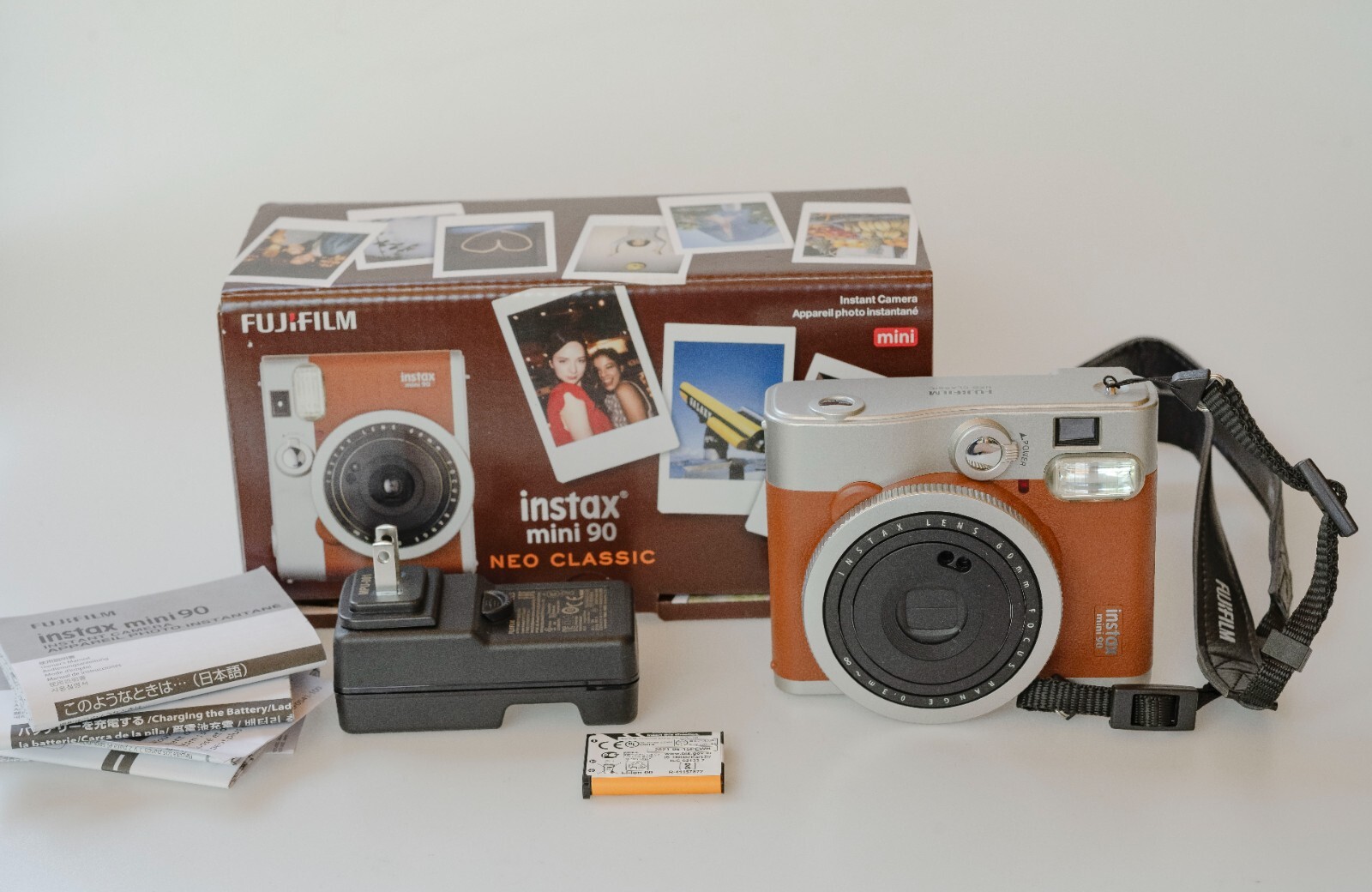 Fuji Instax Mini 90 Neo Classic Instant Camera with Battery Charger and Film