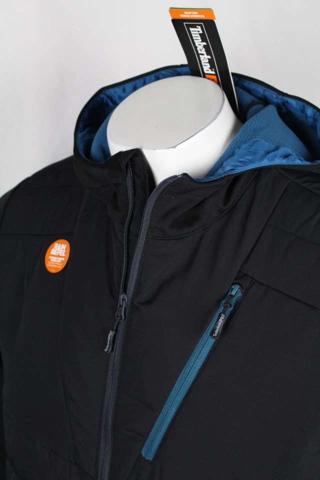 Timberland PRO Men's Deadbolt Hybrid Hoodie Full Zip Midlayer Black Rain Repel - Image 4 of 4
