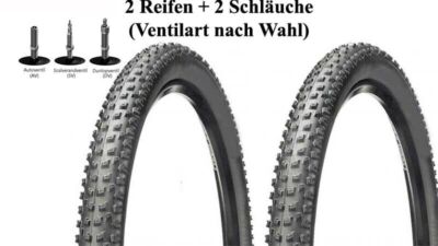 2 Stück Compass Fahrradreifen 26 x 2.1 (54-559) mit Autoventil Schlauch