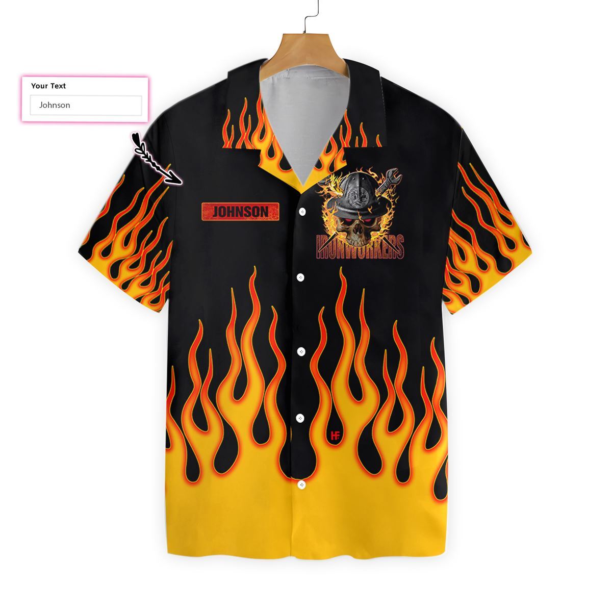 Skull Flame Ironworker Custom Hawaiian Shirt for Men US Size Summer Style New Design Casual Wear