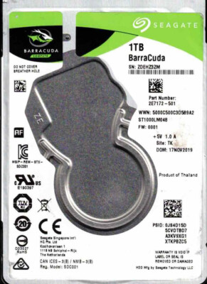 ST1000LM048,  2E7172-501,  0001, TK,   ZDE  SEAGATE SATA 1TB MAY