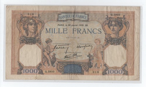 FRANCE 1000 FRANCS 1939 PICK 79B LOOK SCANS