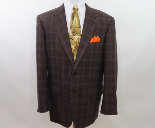 Zanella Men Pure Wool Check Windowpane Italian Blazer Jacket Sport Coat 44 L EUC - Picture 3 of 13