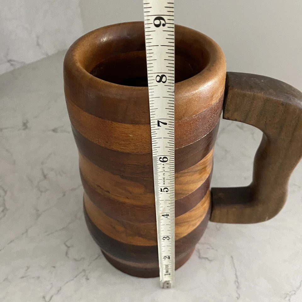 Taza de café de madera | Taza de té Taza de cerveza de madera hecha a mano|con inserto de acero inoxidable Foto 3 de 4