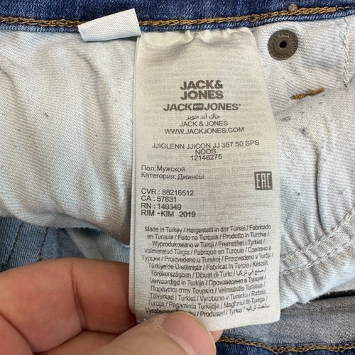 Jeans Jack & Jones Glenn uomo W30 L30 blu slim conici denim elasticizzato bottoni Y2K - Foto 13 di 16