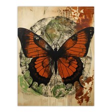 Vintage Monarch Butterfly Botanical Earthy Grunge Aesthetic Art Poster Print