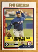 2005 Topps Kenny Rogers “2004 AL Rawlings Gold Glove Award Winner” 695 Rangers