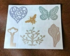 3 x 4" MRS GROSSMAN STICKERS: LASER ACCENTS PAPER WHISPERS HEART KEY BEE TREE *