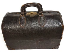 Vintage 1930s Schell Emdee Medical Doctor Tool Bag Leather Satchel #2293363