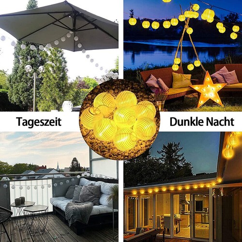 Solar LED Lichterkette Lampions Laterne Außen Beleuchtung Garten Party Lampion - Bild 6 von 25