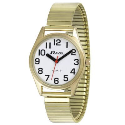 Damen super FETT leicht lesbar weich gold erweiterbar Armband Uhr R225