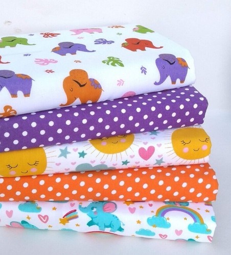 POLY COTTON FABRIC MATERIAL BUNDLES FAT QUARTERS & SQUARES SEWING CHILDREN CRAFT - Picture 23 of 36