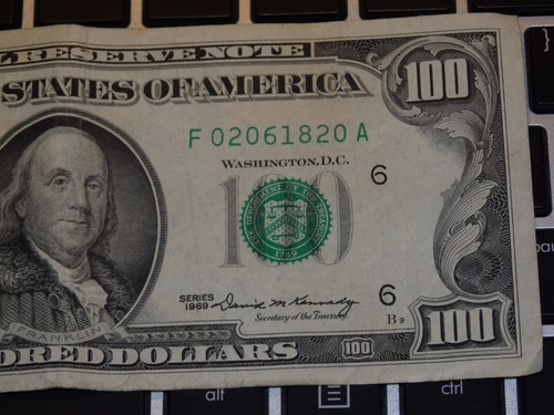 Vintage 1969 $100 bill ONE HUNDRED DOLLAR BILL Series A THREE 0's - Picture 4 of 6