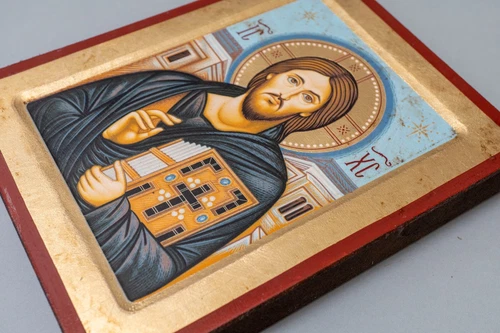 Handmade Wooden Icon with Jesus Christ of Sinai in gold leaf With amazing detail
