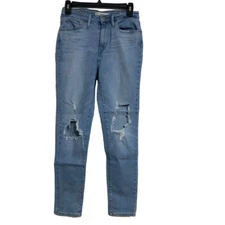 Levi's 721 high rise skinny jeans women's size 27 light medium wash distressed