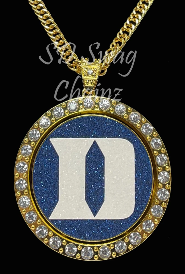 Duke Blue Devils Spinning Necklace Custom Silver or Gold Swag Chain Pendant Spin - Image 2 of 4