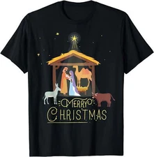 Merry Christmas - Nativity Scene North Star - Short Sleeve T-Shirt
