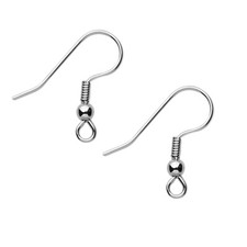 10 Stainless Steel 17mm Fishhook Ear Wires with 21 Gauge 3mm Ball 4mm Coil