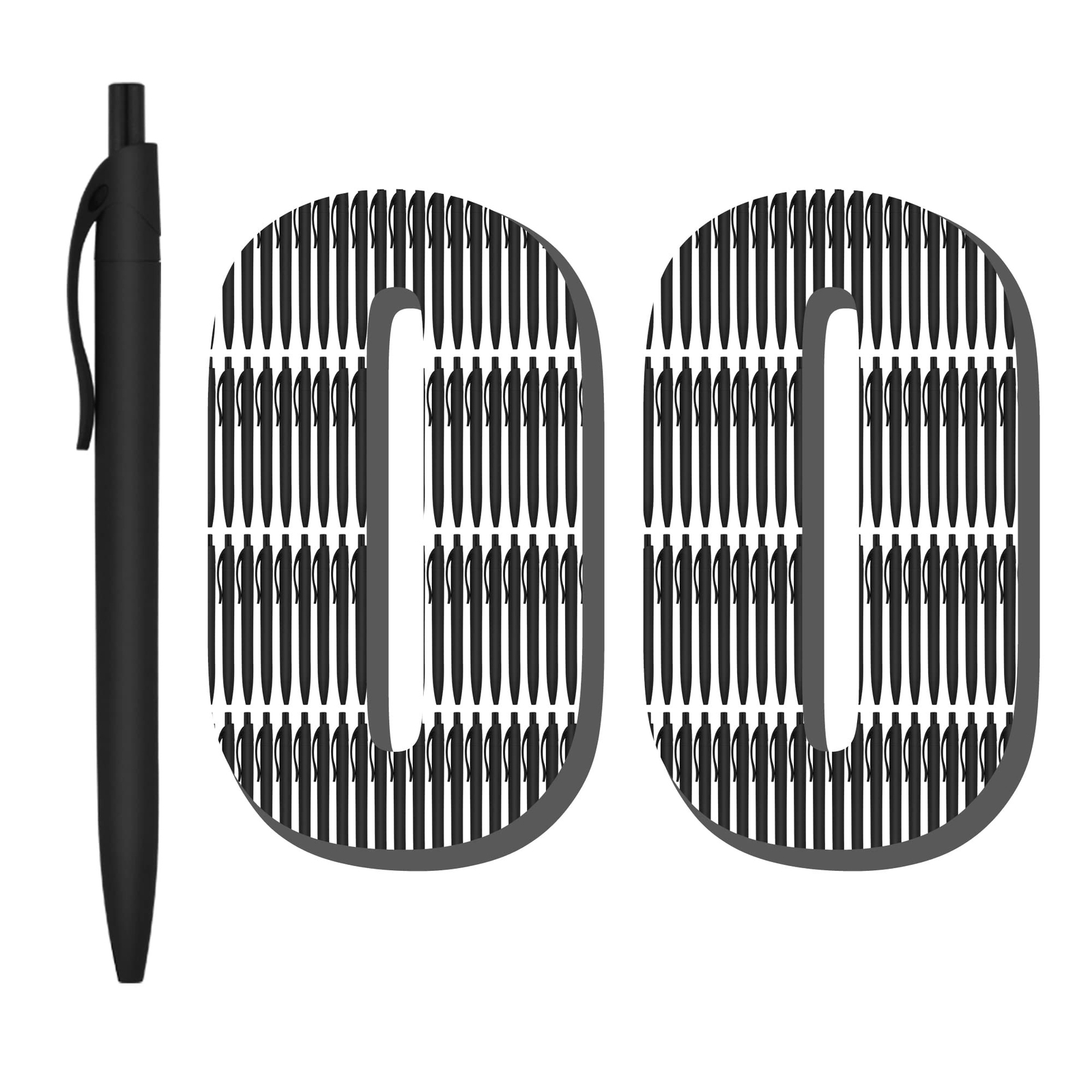 Pens Bulk, 100 Pack No Bleed Black Barrel Click Pens, Wholesale Retractable B...-image