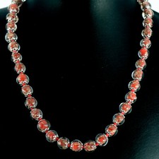 Murano Glas Halskette rot 42 Perlen Millefiori 46 cm Venedig 
