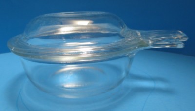 VINTAGE ~ PYREX ~ 601-B & 601-C ~ CLEAR SINGLE SERVE BOWL WITH HANDLE & LID ~ 