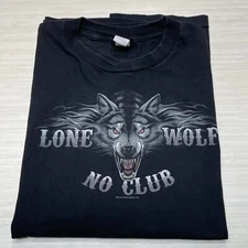 Hot Leathers Lone Wolf No Club T Shirt Motorcycle Biker Adult Mens 3XL Black