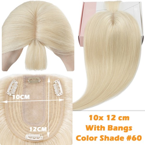 CLEARANCE Women Real Hair Topper with Bangs Clip In Remy Human Hair Wiglets USA - Picture 34 of 73