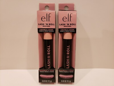 ELF - Lot Of 2 - Lash N Roll Mascara Curl & Lift- Pitch Black - 0.32 Oz- NIB