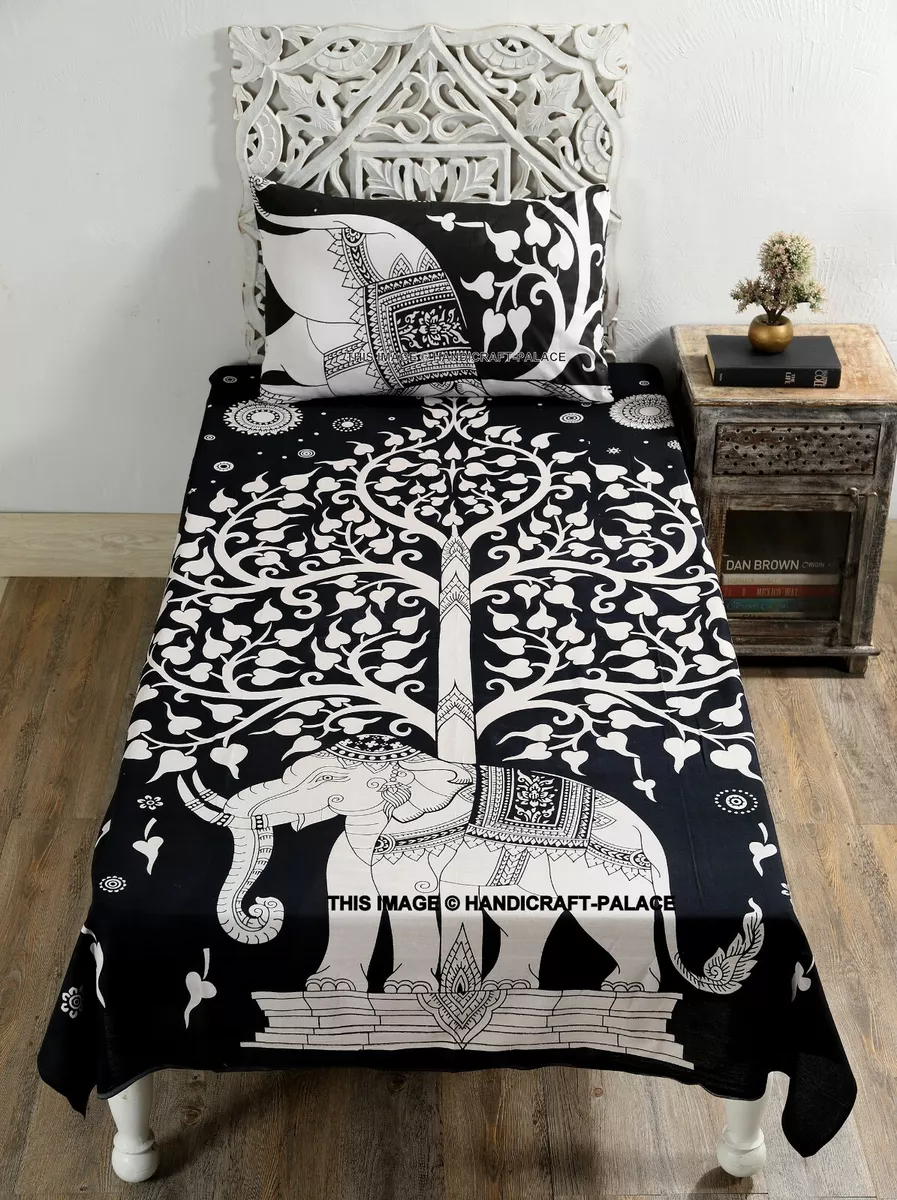 Elephant Tree of Life Mandala Bedding Set Pure Cotton Bed Sheet Twin Tapestry