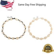 Cowrie Sea Shell Choker Necklace Boho Surfer Beach Tribal Puka Lab-Created