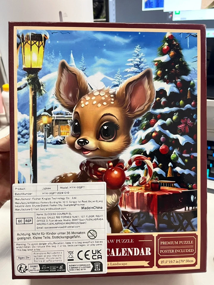 Puzzle Dell'Avvento Natalizo, Regalo di Natale, Bambini 5/7 Anni, 24 Pezzi - Immagine 3 di 4