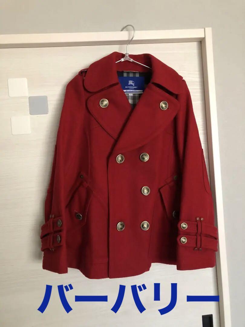 BURBERRY BLUE LABEL レッドピーコート 38 Burberry Blue Label Peacoat Short Coat Red Women's Size 38