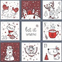 20 Servietten Cute Calendar Weihnachten Kalender Advent Tischdeko 33X33Cm