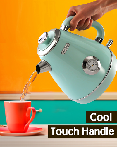 Hazel Quinn Electric Kettle Hot Water Kettle, 1.7 L, Stainless Steel,Red/Green - Picture 13 of 48
