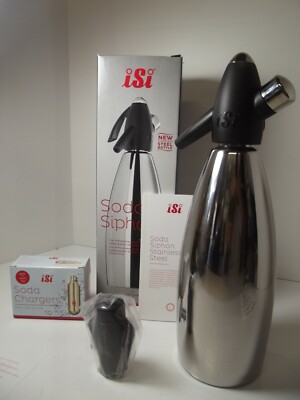 iSi Stainless Steel Soda Siphon 1 Qt Classic Style Sparkling Water Retro Design