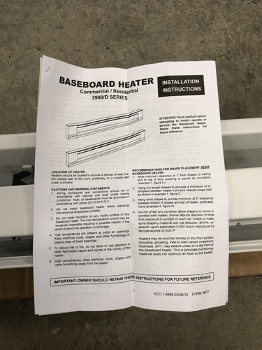 TPI E2915-072SW 6 ft. Baseboard Heater - White - Picture 4 of 4