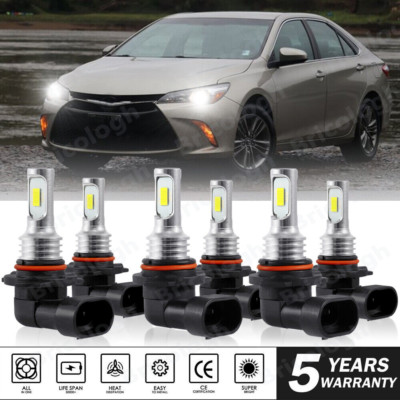 For Toyota Camry 2002-2006 LED Headlight Hi/Lo +Fog Light Bulbs Combo Kit 6000K
