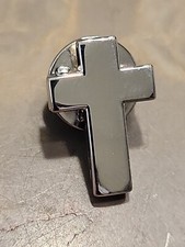 Alloy Silver Cross Lapel Pin 18 x 12 mm