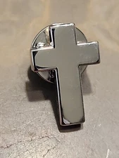 Alloy Silver Cross Lapel Pin 18 x 12 mm