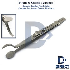 Soldering Head  Shank Jewelers Tweezer Hold Ring Serrated Pad Grooved Tip Lock