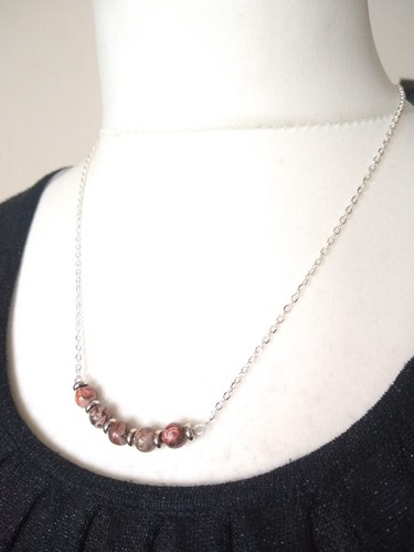 Jasper Stone Bead Necklace Simple Costume Jewellery Repurposed Beads OOAK - Picture 6 of 19